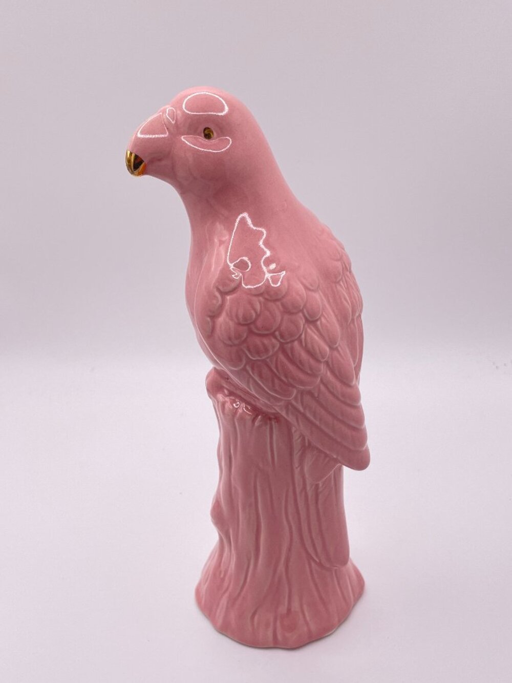 Pink Ceramic Parrot Figurine-Preppy Pink Parrot Decor